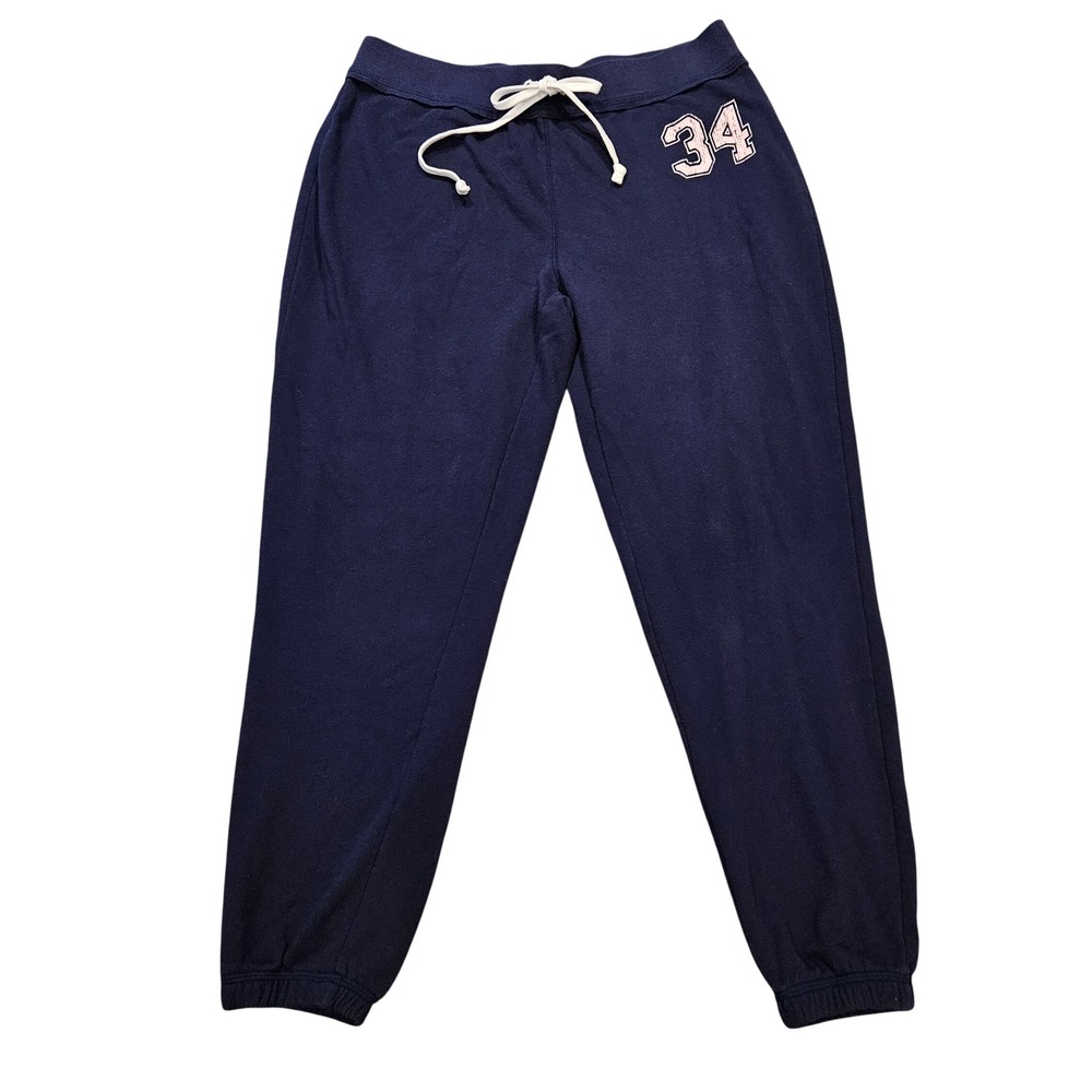 Cato Woman Navy Blue Jogger Sweatpants Size 14/16W Varsity 34 Patch Drawstring‎
